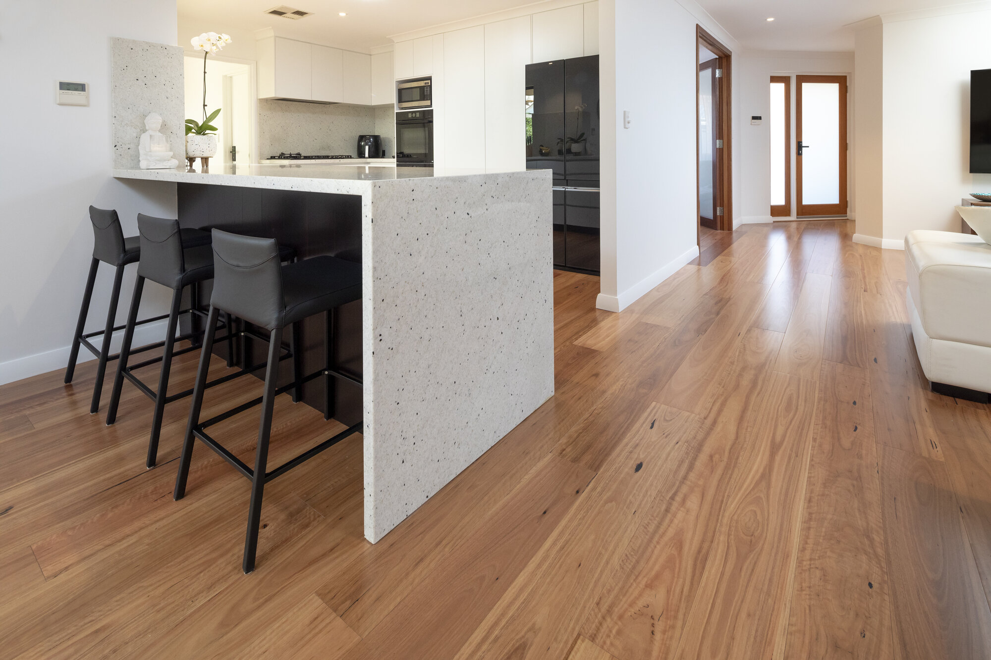 Blackbutt flooring installed in Mark Hutchison's own home