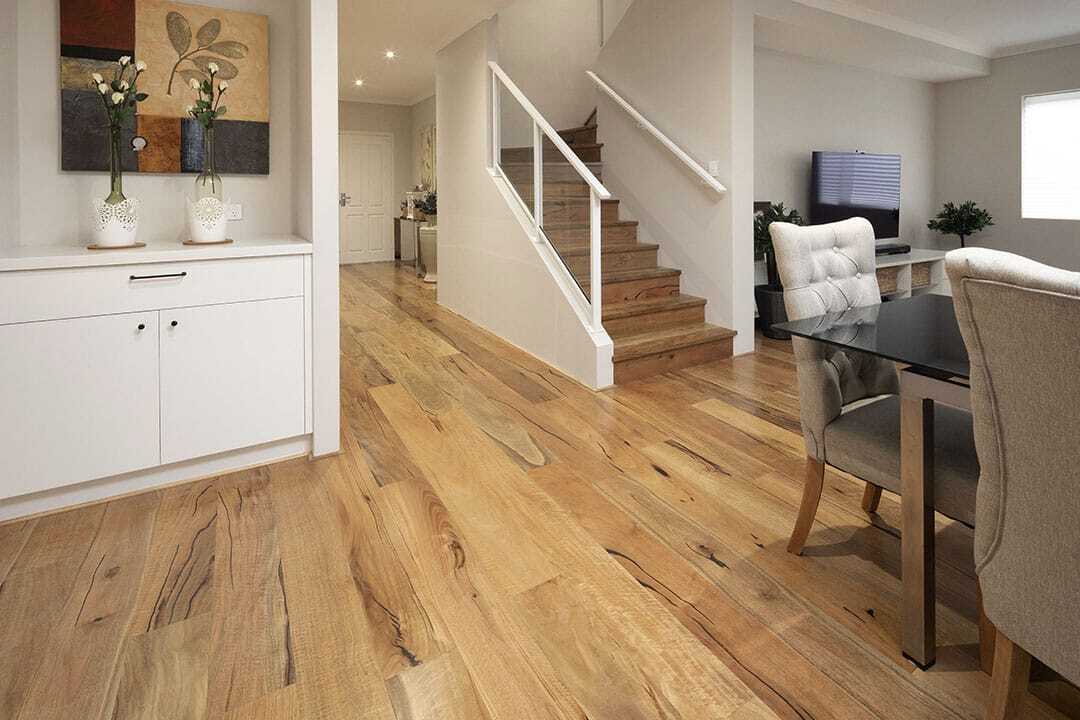 Marri timber showing the honey to deep brown colour range and characteristic gum veining