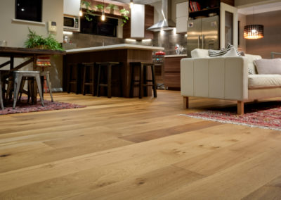French oak timber flooring used in kitchen and dining area of Perth home