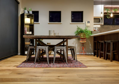 dining area with engineered French Oak timber flooring