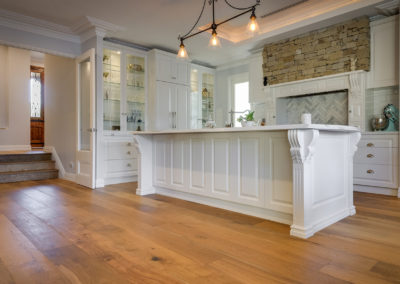 French Oak timber flooring in Hamptons style kitchen in Australian home