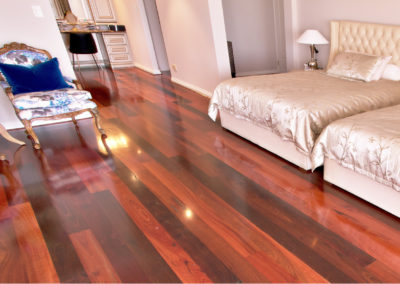 Jarrah timber flooring in contemporary bedroom