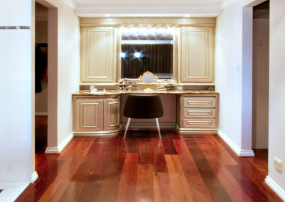 Jarrah floor in master bedroom ensuite