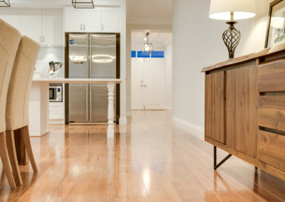 Dining area and passage way with nsw blackbutt timber flooring