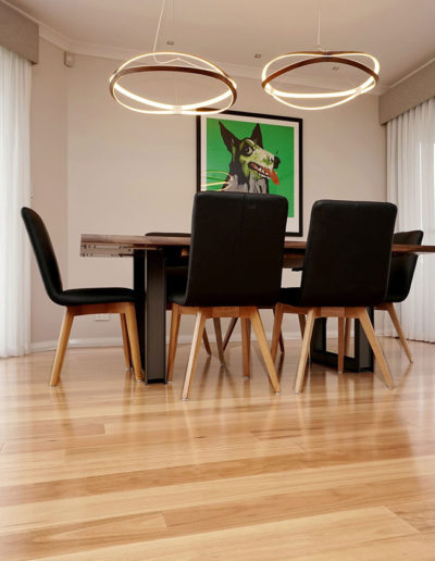 NSW Blackbutt Timber Flooring in dining room with natural sunlight