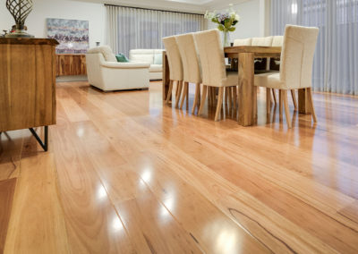 Natural Australian timber Blackbutt flooring in dining area of Perth home