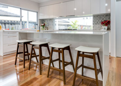 Kitchen floorboards using 130mm Spotted Gum timber flooring