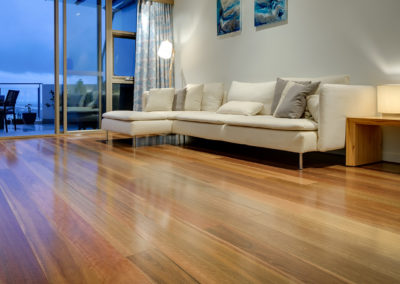 Apartment with large balcony and spotted gum timber floorboards