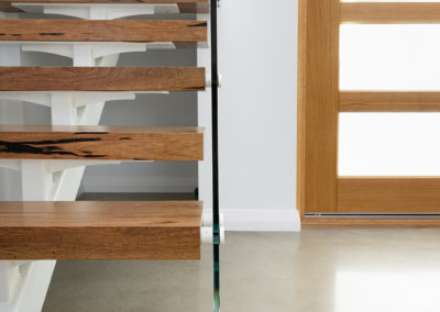 Marri timber stair treads on white spine