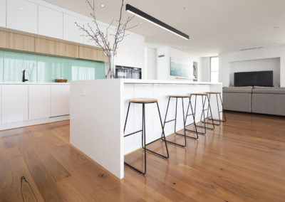 Open kitchen area with Blackbutt engineered timber