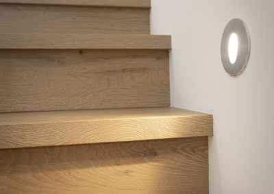 Oak staircase with effect lighting