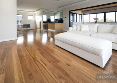 Living room with Blackbutt flooring