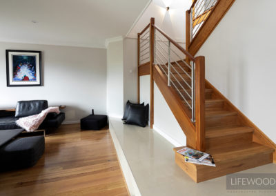 Timber flooring staircase with Blackbutt timber floorboards