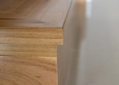 Bottom step nosing on Blackbutt timber flooring staircase