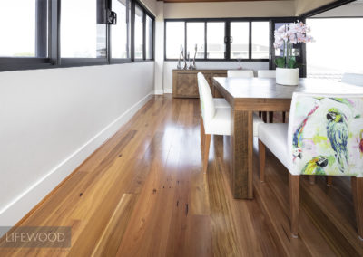 Alfresco area with beautiful semi-gloss timber floor on Perth home