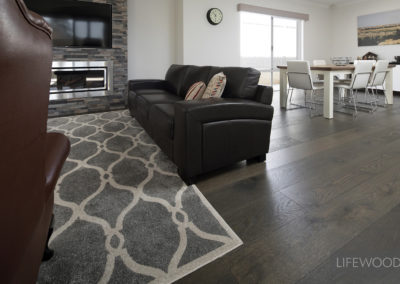 Family dining area and living room with lifewood oak flooring