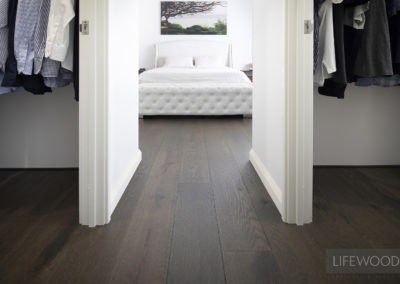 French oak flooring charcoal in walk in robe and bedroom