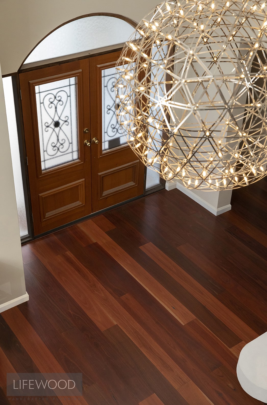 Jarrah timber flooring in entrance hall of Perth home
