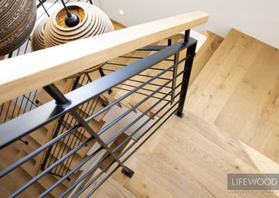 French Oak timber stair landing