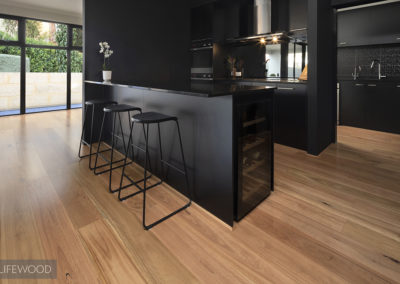 Blackbutt Timber Flooring Perth in black kitchen