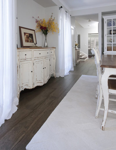 French Oak timber floorboards laid in dining area