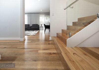 Marri flooring 180 Satin Como living stairs 1