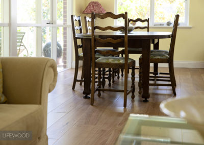 dining area with engineered blackbutt timber flooring