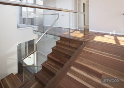 Spotted Gum flooring Turning Staircase