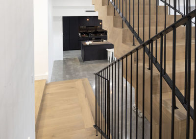 French Oak Flooring Limed wash stairs turning