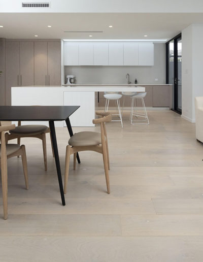 Antique White French Oak Flooring Dining Kitchen