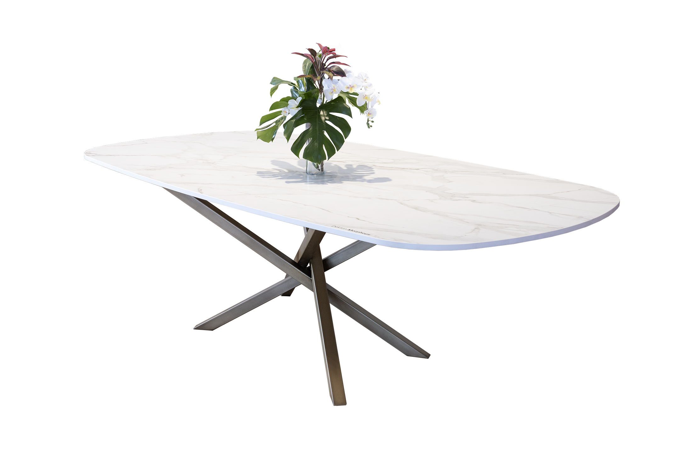 White stone dining table